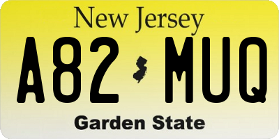 NJ license plate A82MUQ