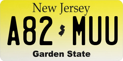 NJ license plate A82MUU