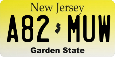 NJ license plate A82MUW