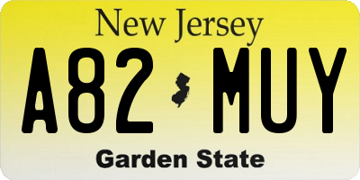NJ license plate A82MUY