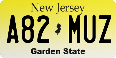 NJ license plate A82MUZ