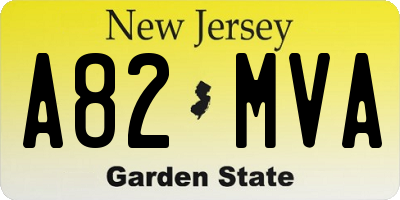 NJ license plate A82MVA