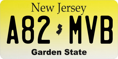NJ license plate A82MVB