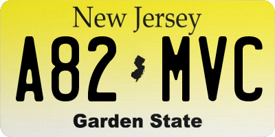 NJ license plate A82MVC