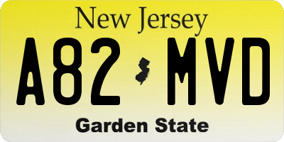 NJ license plate A82MVD