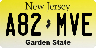 NJ license plate A82MVE