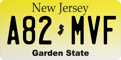 NJ license plate A82MVF