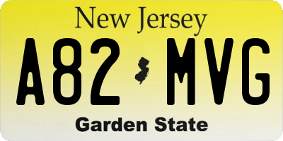 NJ license plate A82MVG