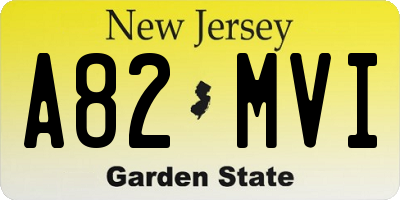NJ license plate A82MVI