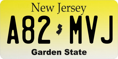 NJ license plate A82MVJ