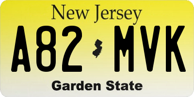 NJ license plate A82MVK
