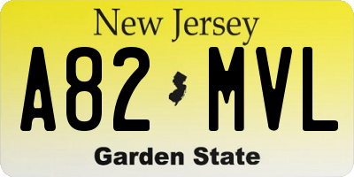 NJ license plate A82MVL