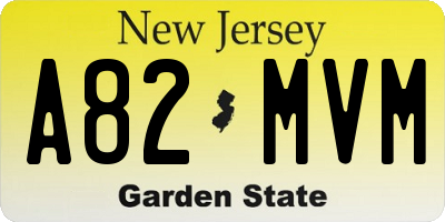 NJ license plate A82MVM