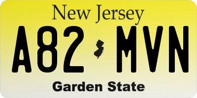 NJ license plate A82MVN