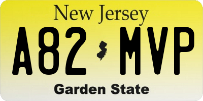 NJ license plate A82MVP