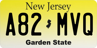 NJ license plate A82MVQ