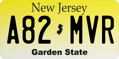 NJ license plate A82MVR