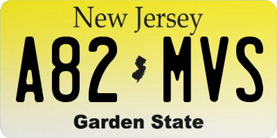 NJ license plate A82MVS