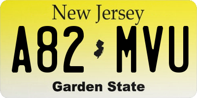 NJ license plate A82MVU