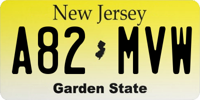 NJ license plate A82MVW
