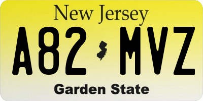 NJ license plate A82MVZ