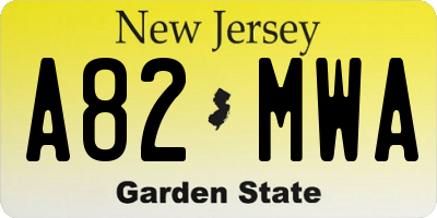 NJ license plate A82MWA