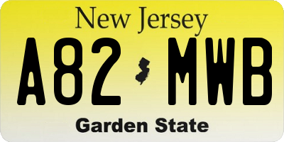 NJ license plate A82MWB