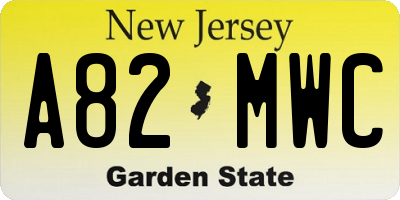 NJ license plate A82MWC