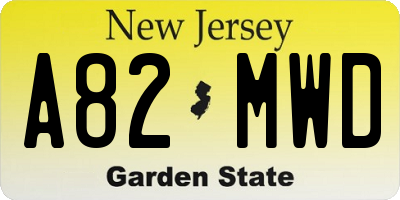 NJ license plate A82MWD