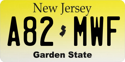NJ license plate A82MWF