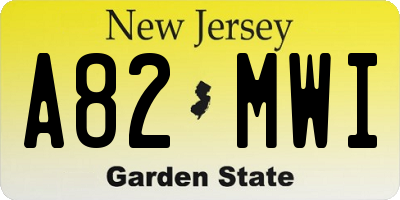 NJ license plate A82MWI