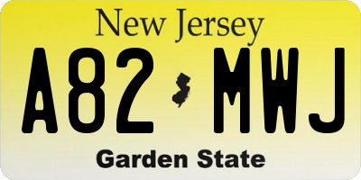 NJ license plate A82MWJ