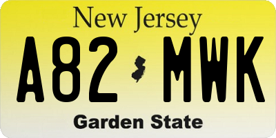 NJ license plate A82MWK