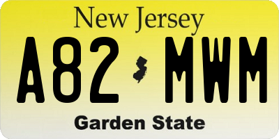 NJ license plate A82MWM
