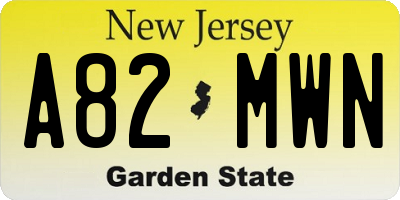 NJ license plate A82MWN