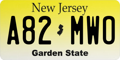 NJ license plate A82MWO