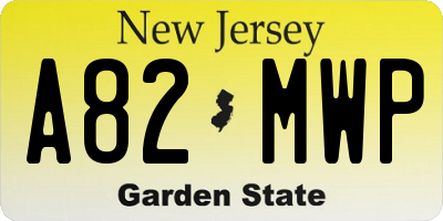 NJ license plate A82MWP