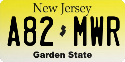 NJ license plate A82MWR