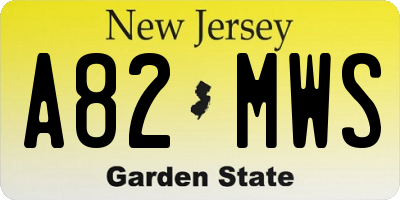 NJ license plate A82MWS