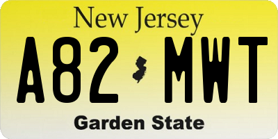NJ license plate A82MWT