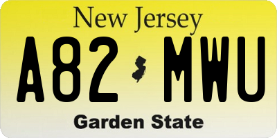NJ license plate A82MWU