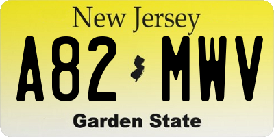 NJ license plate A82MWV