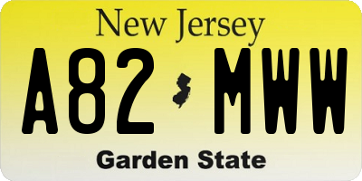 NJ license plate A82MWW