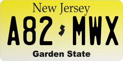 NJ license plate A82MWX
