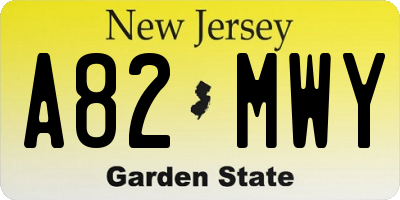 NJ license plate A82MWY