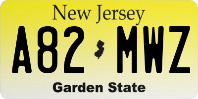 NJ license plate A82MWZ