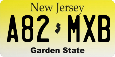 NJ license plate A82MXB
