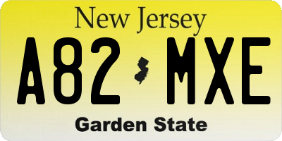 NJ license plate A82MXE