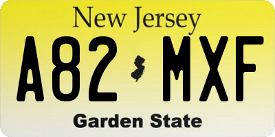 NJ license plate A82MXF