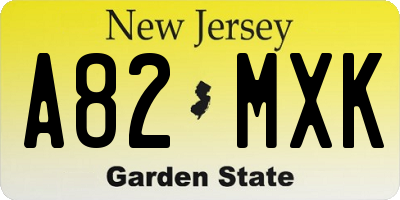 NJ license plate A82MXK